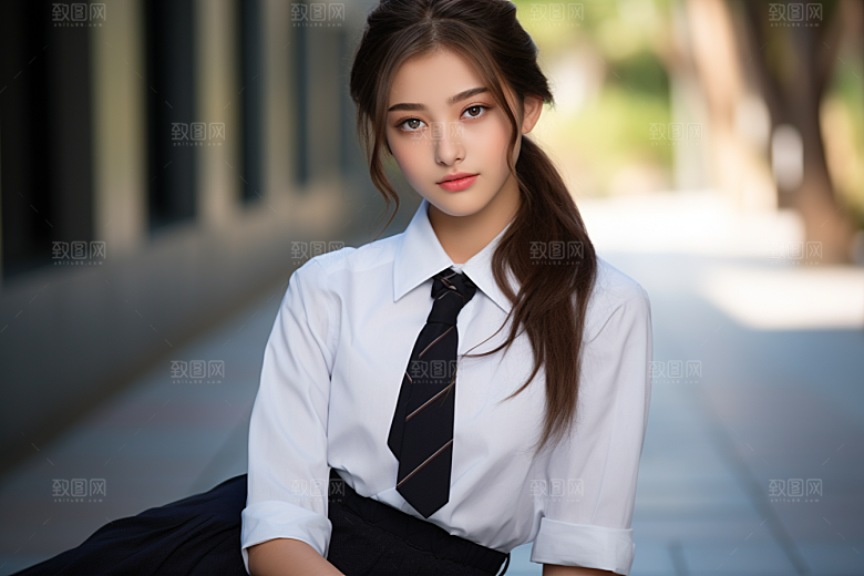 校服人物人像制服摄影图