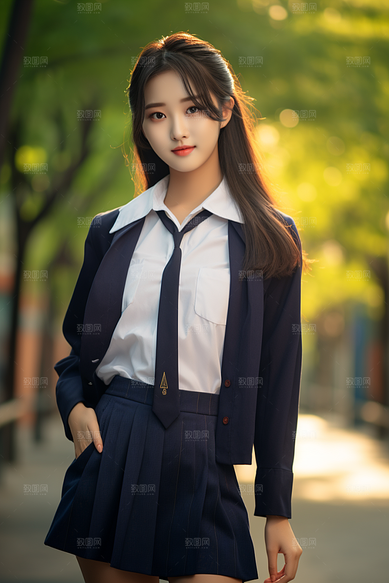 校服人物自然校园摄影图