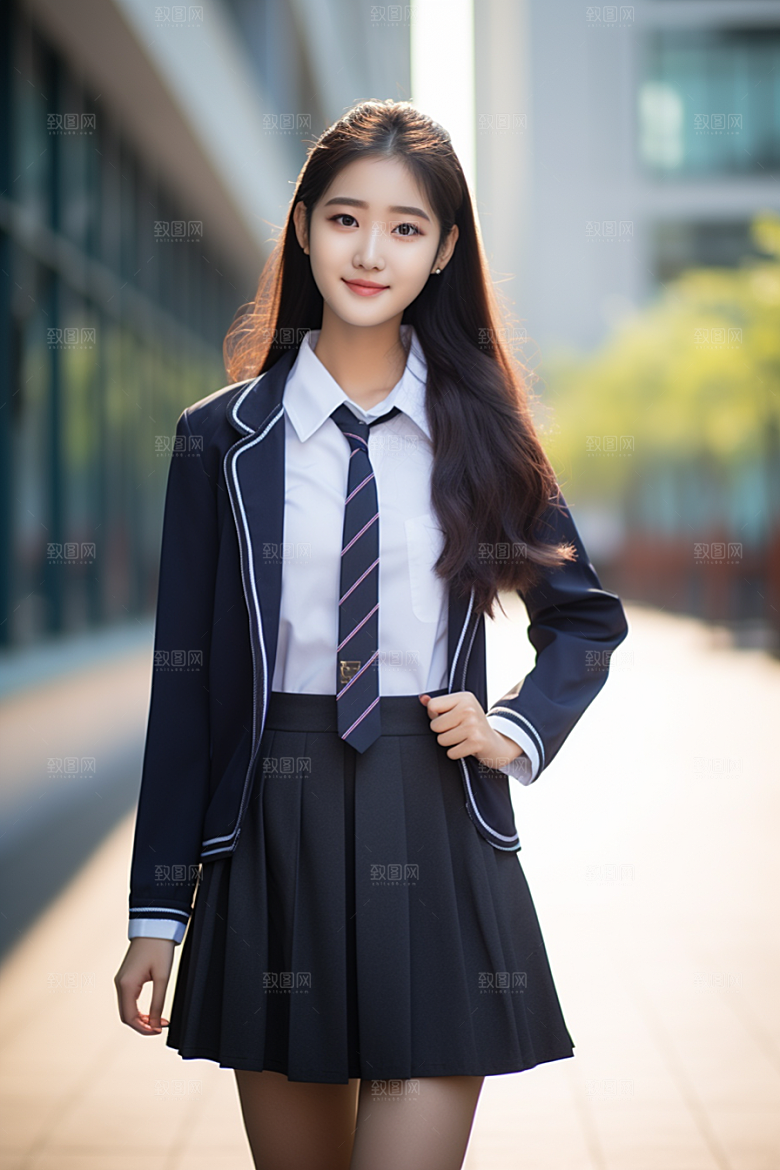 校服人物制服高清摄影图