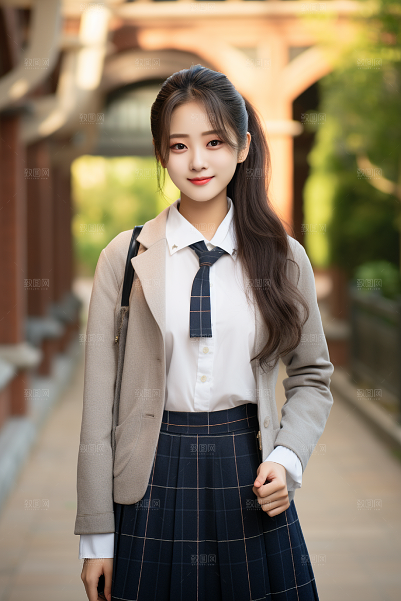 校服人物高清肖像摄影图