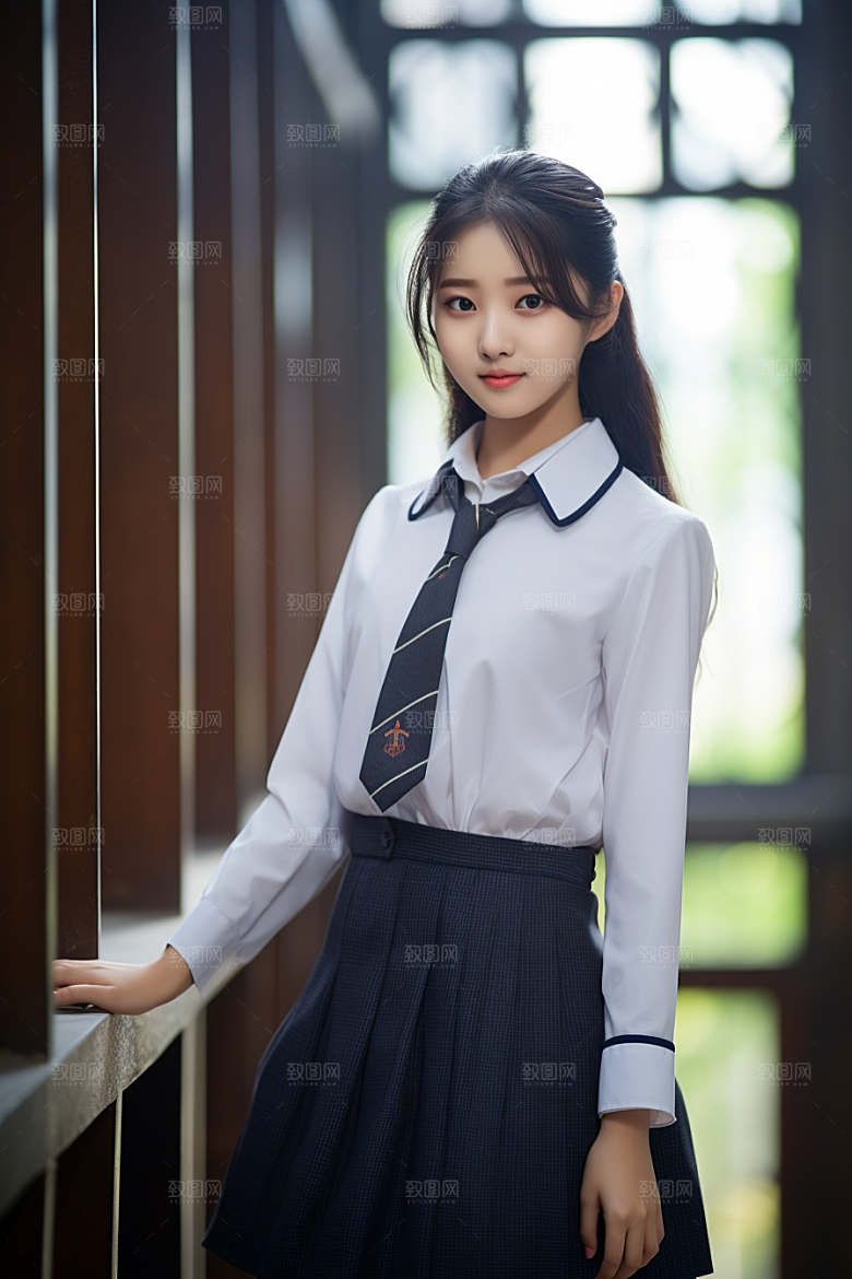 校服人物高中靓丽摄影图