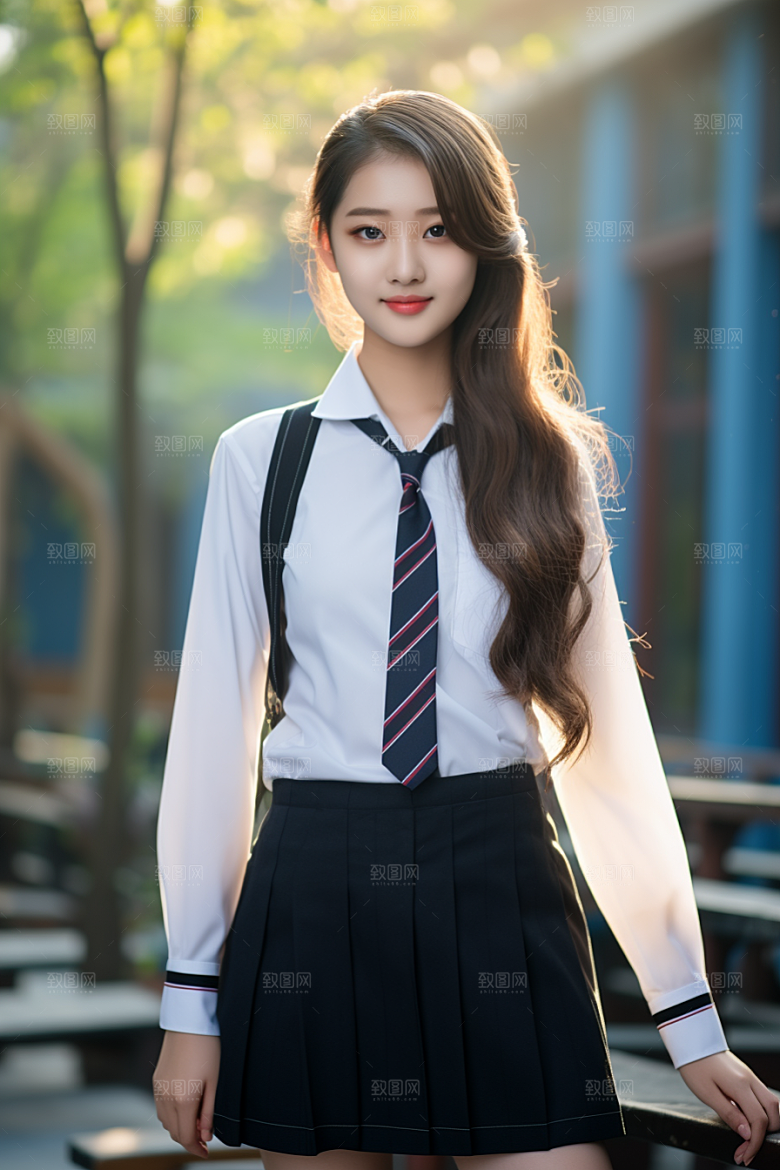 校服人物清新学校摄影图
