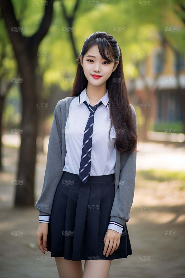 校服人物青少年制服摄影图