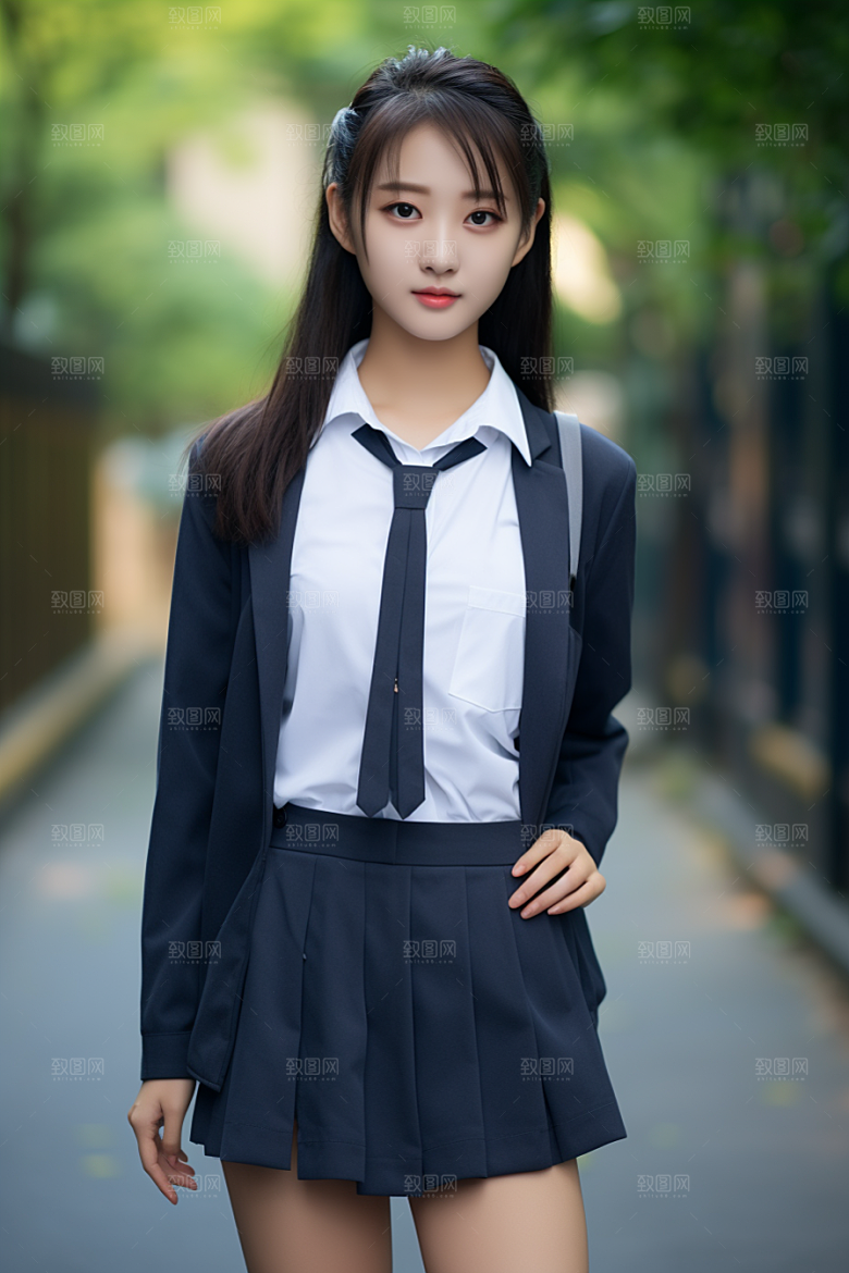 校服人物靓丽学生摄影图