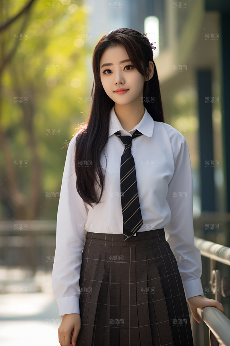 校服人物肖像自然摄影图