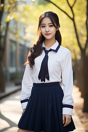 校服人物青少年清新摄影图