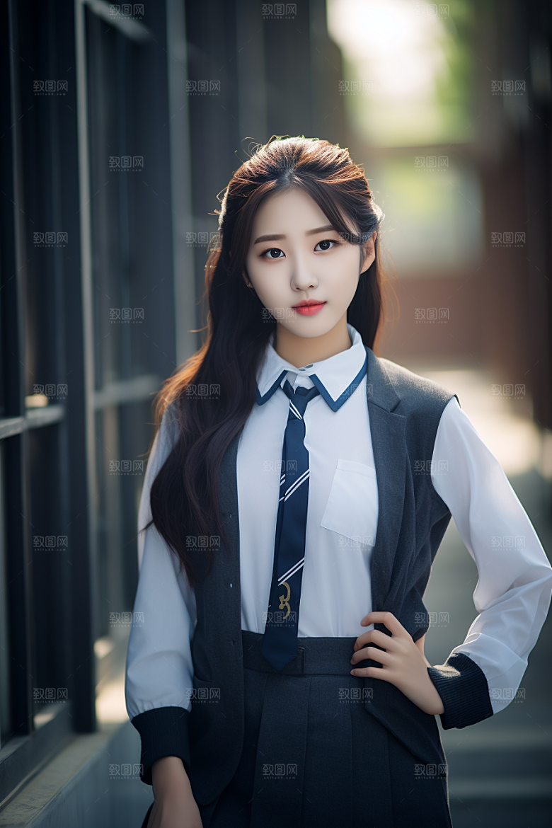 校服人物学校学生摄影图