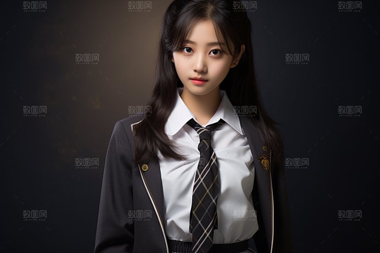 校服人物靓丽自然摄影图