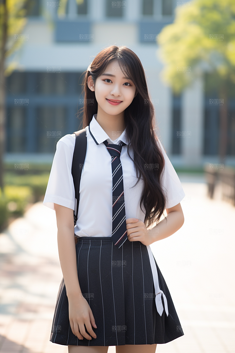 校服人物制服靓丽摄影图