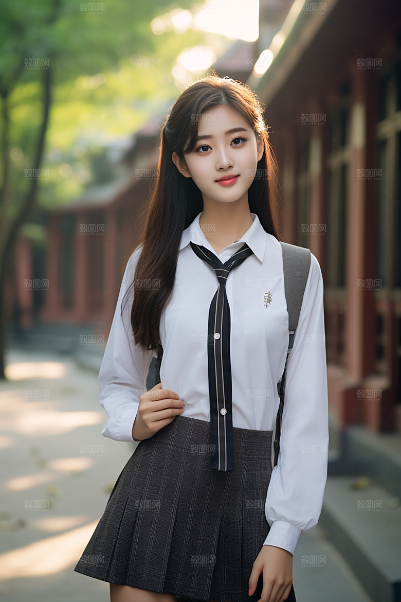 校服人物学校自然摄影图