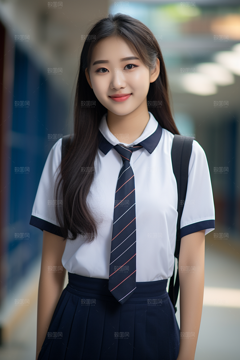 校服人物学生制服摄影图