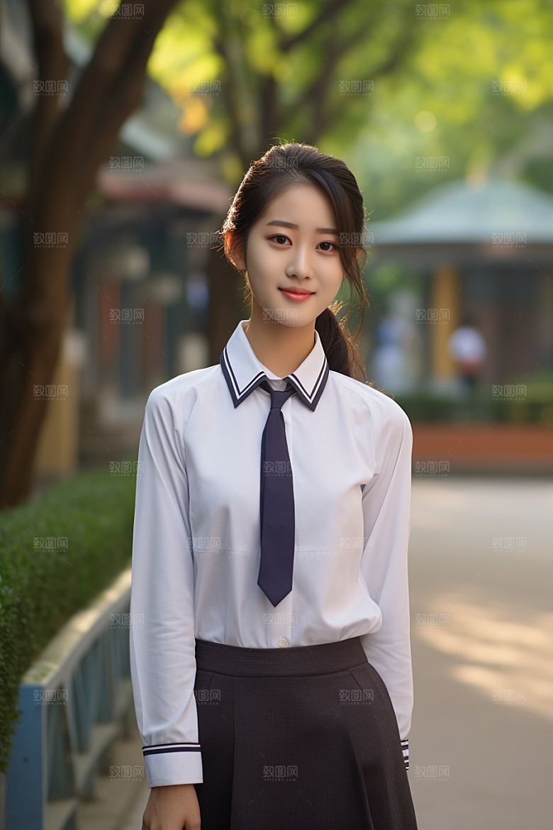 校服人物青少年肖像摄影图