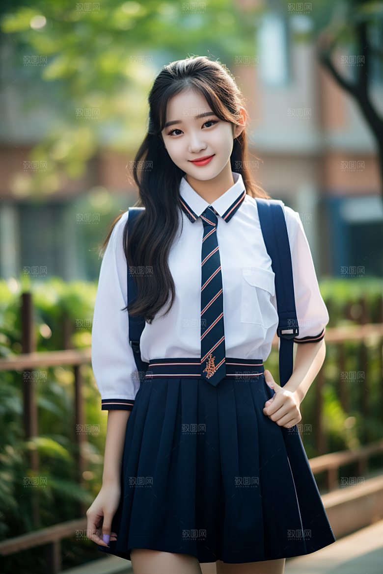 校服人物自然肖像摄影图
