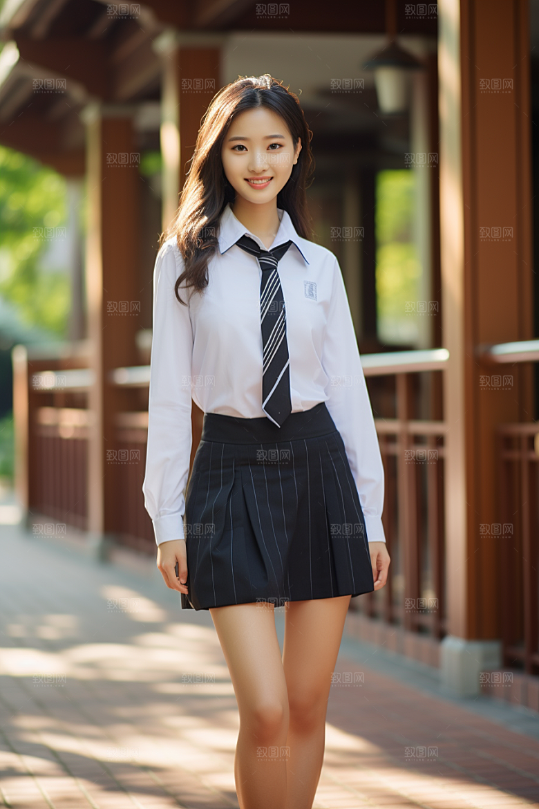 校服人物高中校园摄影图