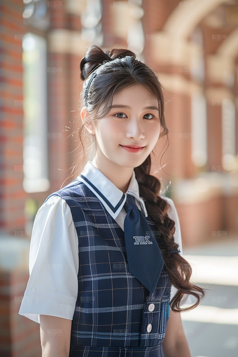 校服人物青少年学校摄影图