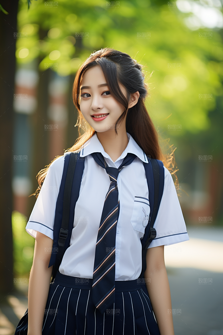 校服人物学校学生摄影图