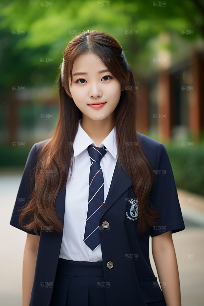 校服人物清新学生摄影图