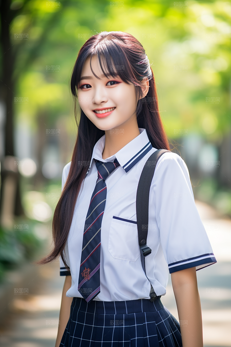 校服人物高中制服摄影图
