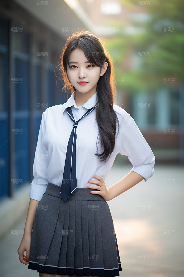 校服人物肖像自然摄影图