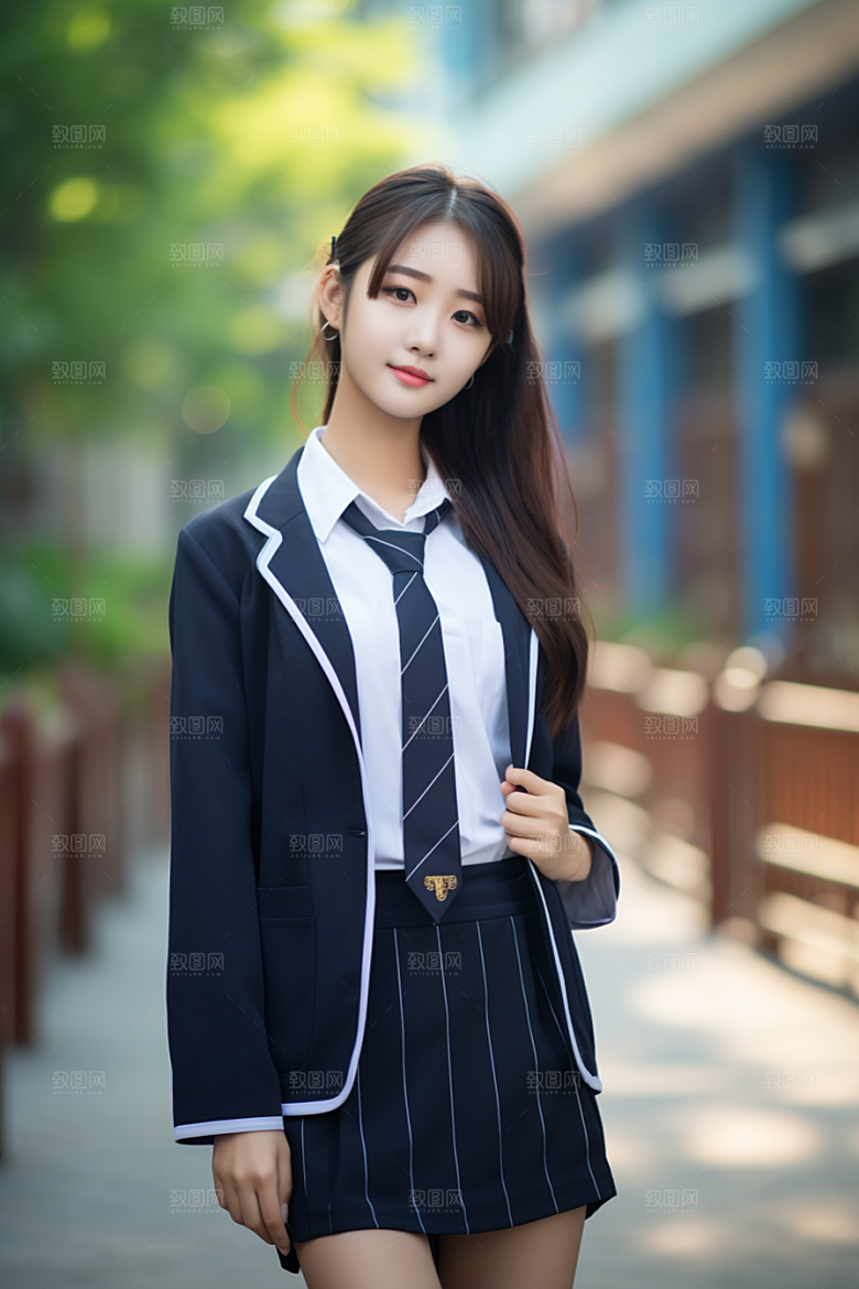 校服人物制服清新摄影图