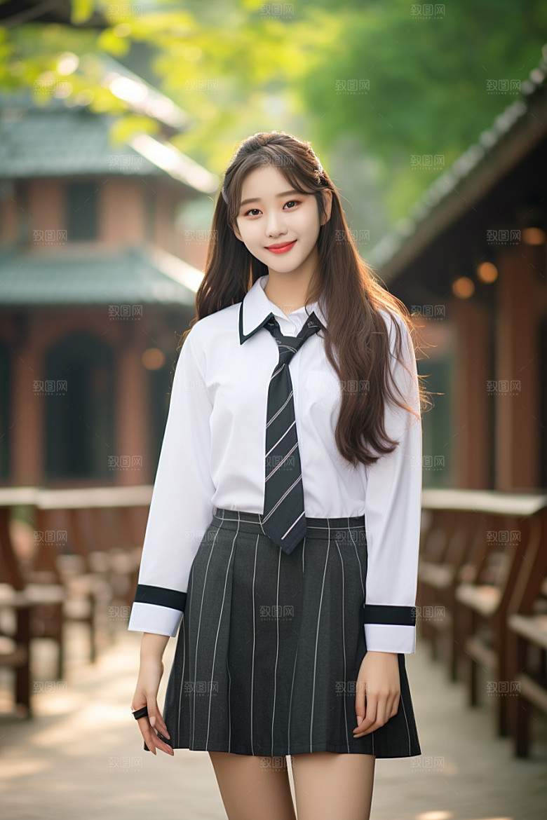 校服人物人像学校摄影图
