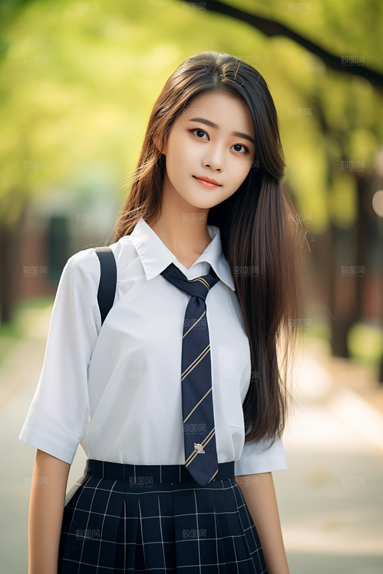 校服人物靓丽学校摄影图