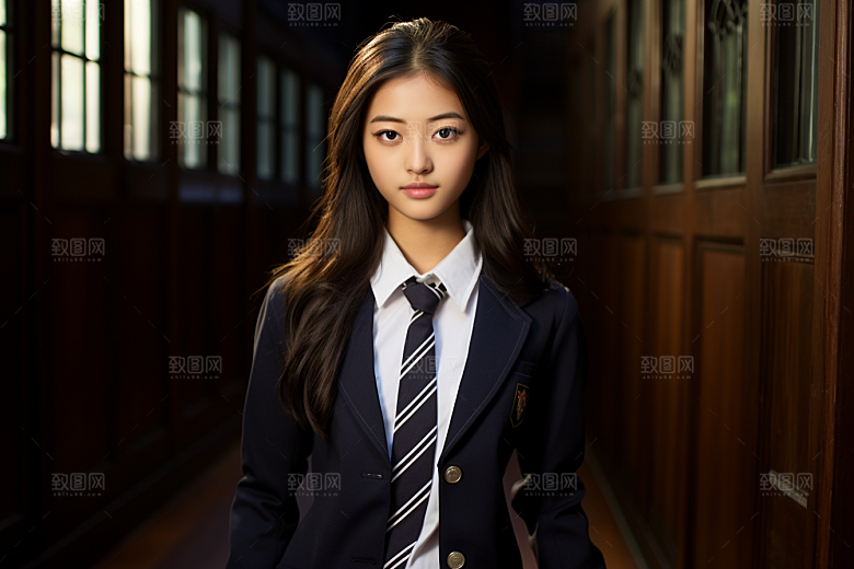 校服人物学生清新摄影图