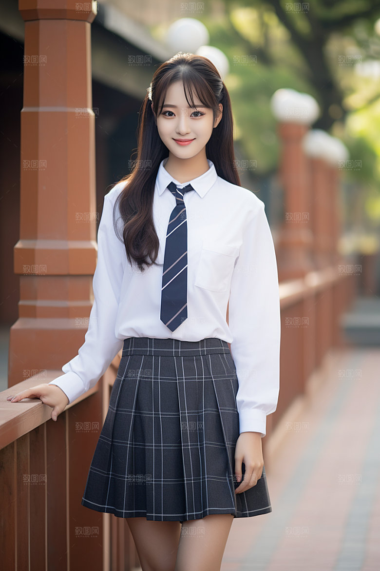 校服人物制服清新摄影图