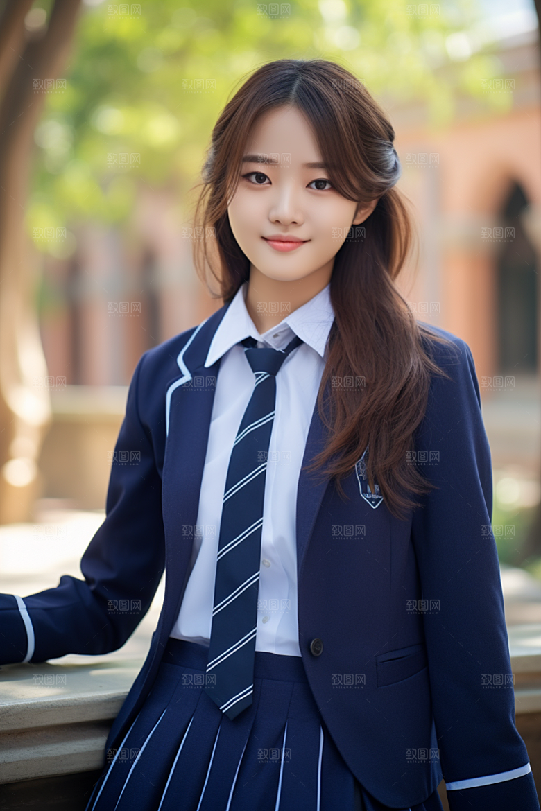 校服人物清新学校摄影图