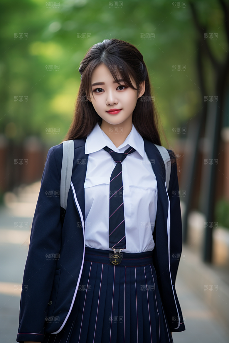 校服人物校园靓丽摄影图