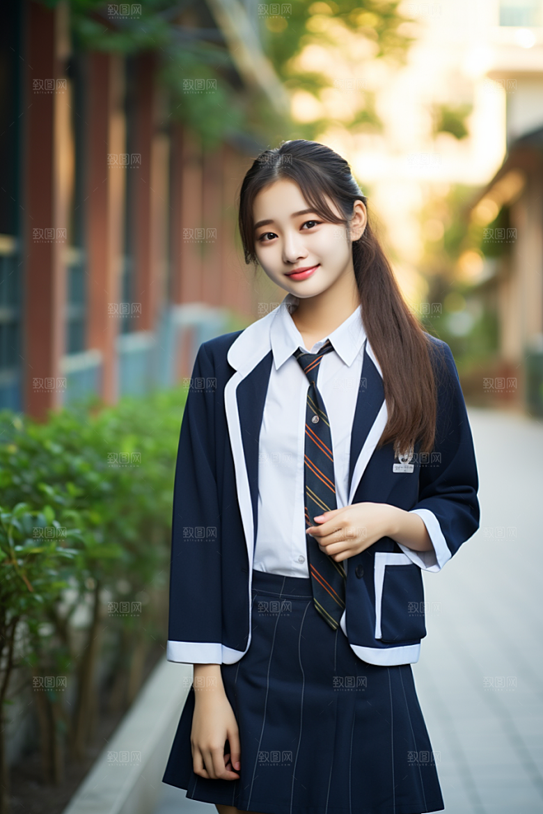 校服人物校园高清摄影图