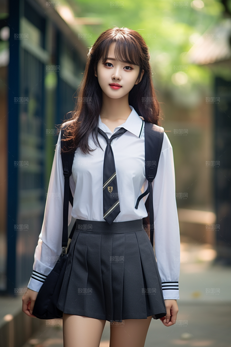校服人物学校人像摄影图