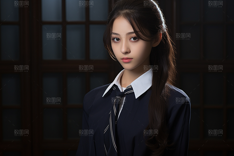 校服人物自然靓丽摄影图