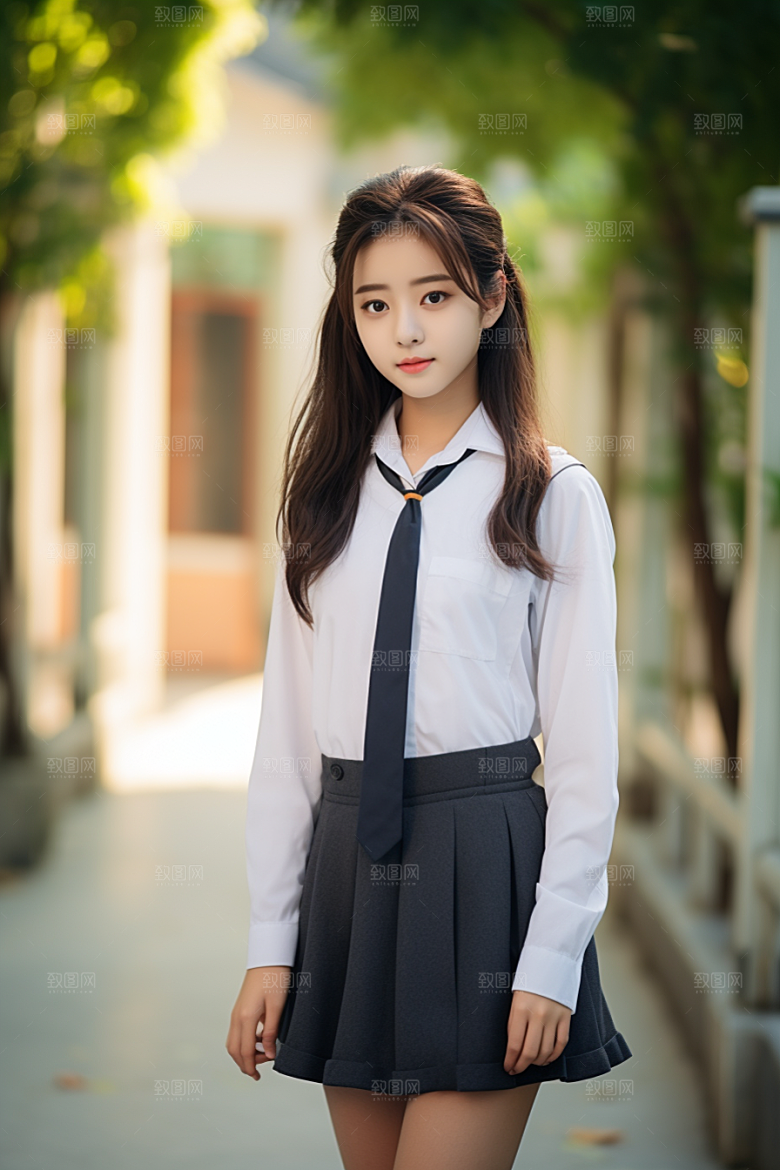 校服人物自然靓丽摄影图