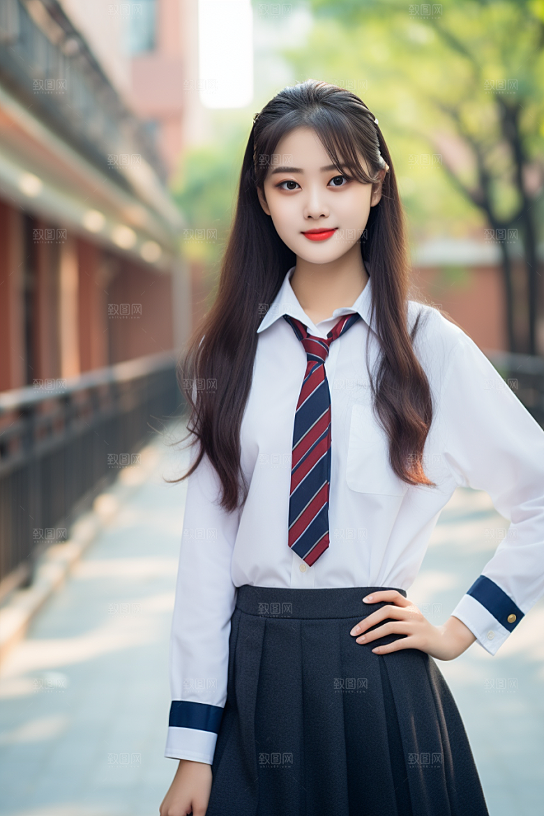 校服人物高清肖像摄影图
