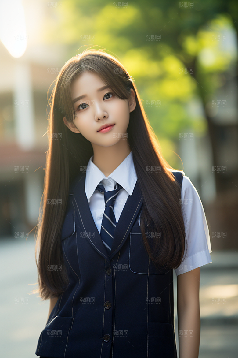 校服人物清新校园摄影图