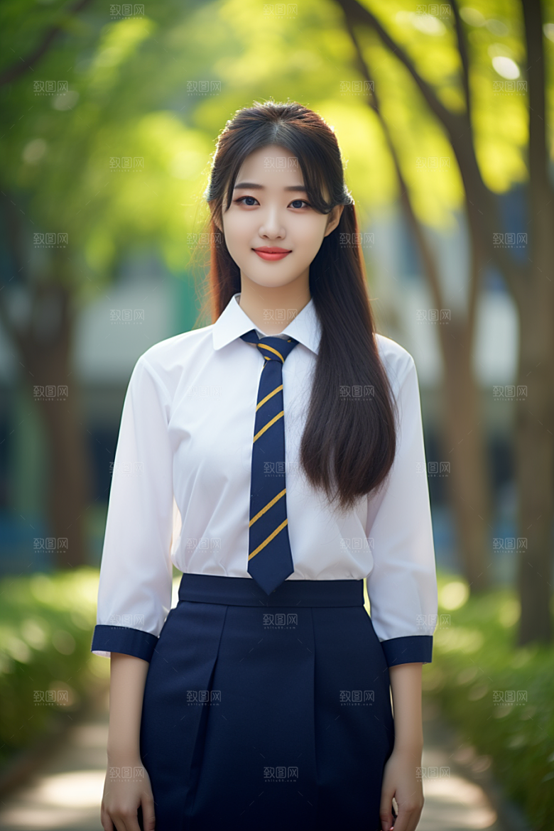 校服人物制服自然摄影图
