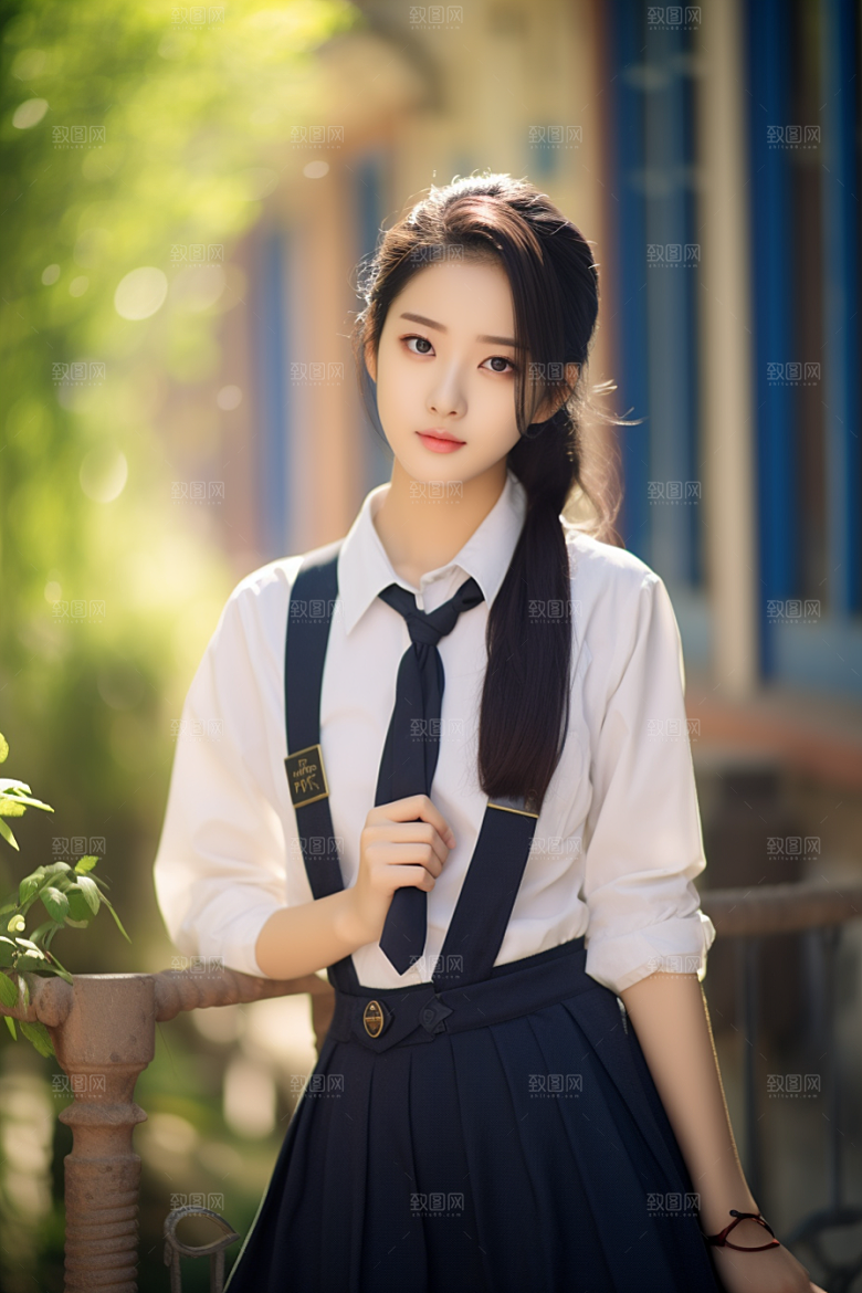 校服人物学生靓丽摄影图