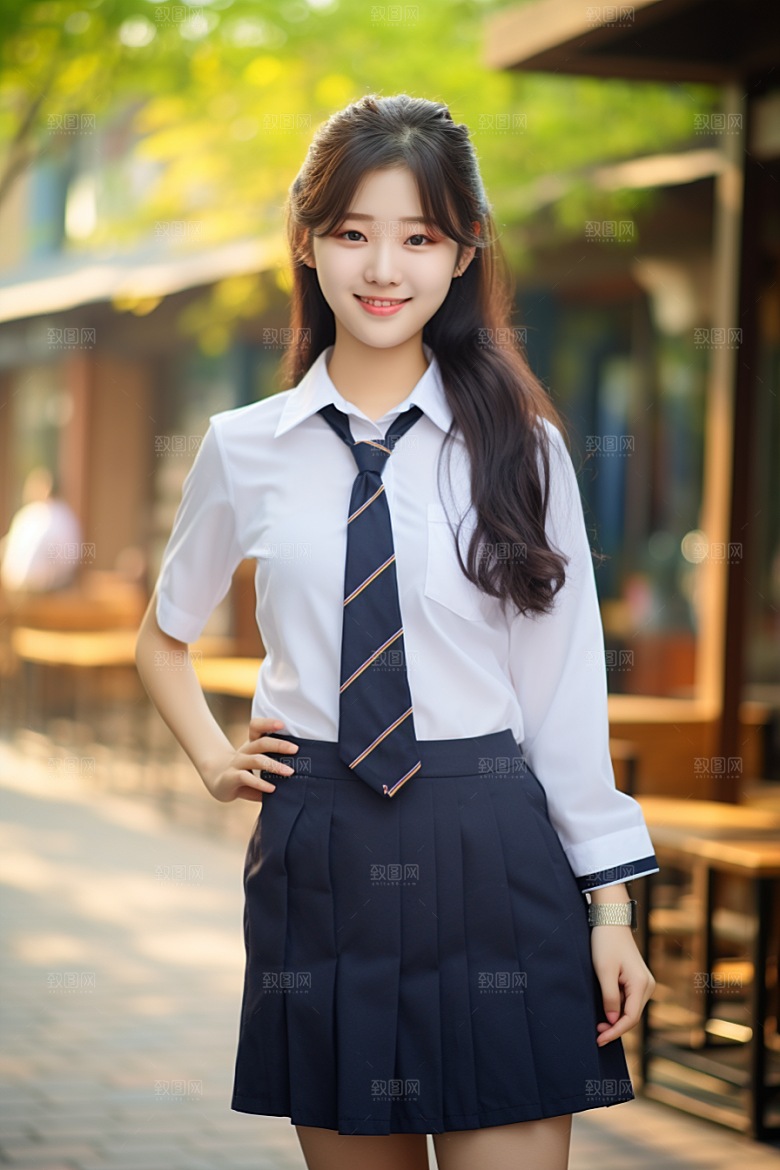 校服人物制服清新摄影图