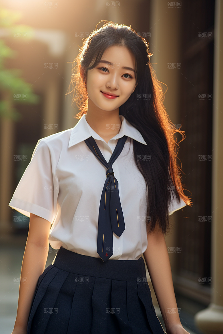 校服人物肖像校园摄影图