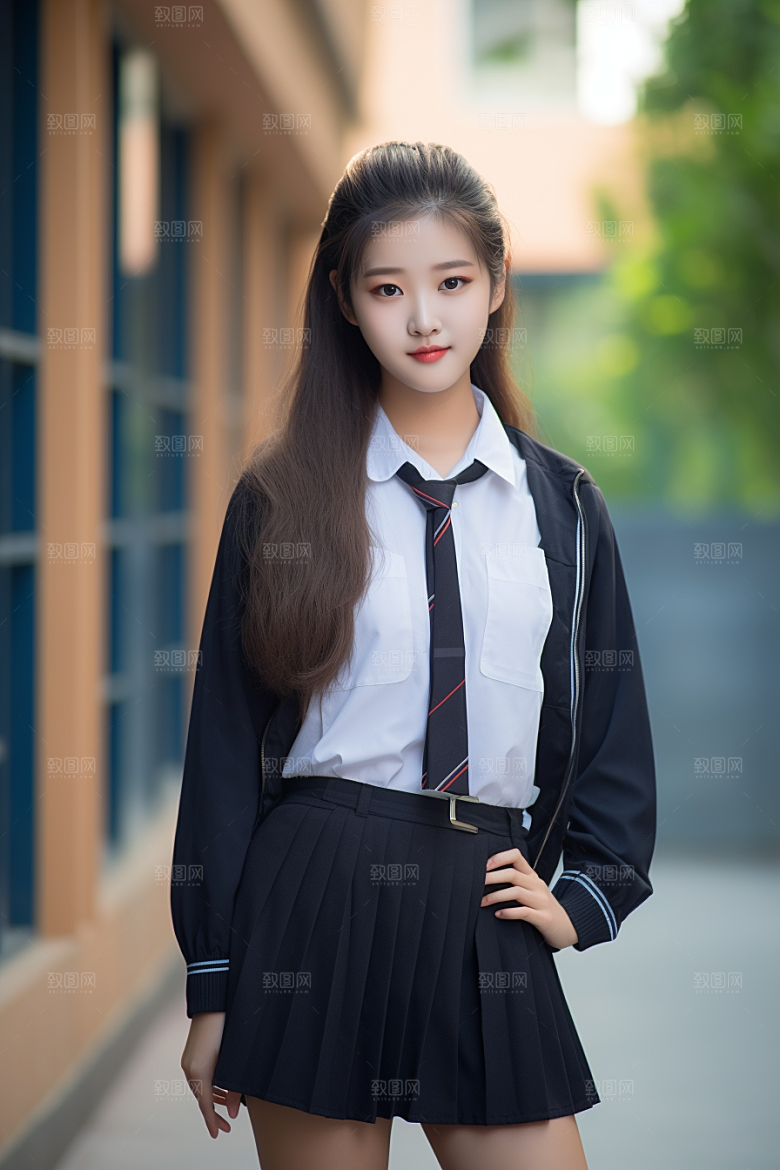 校服人物制服清新摄影图