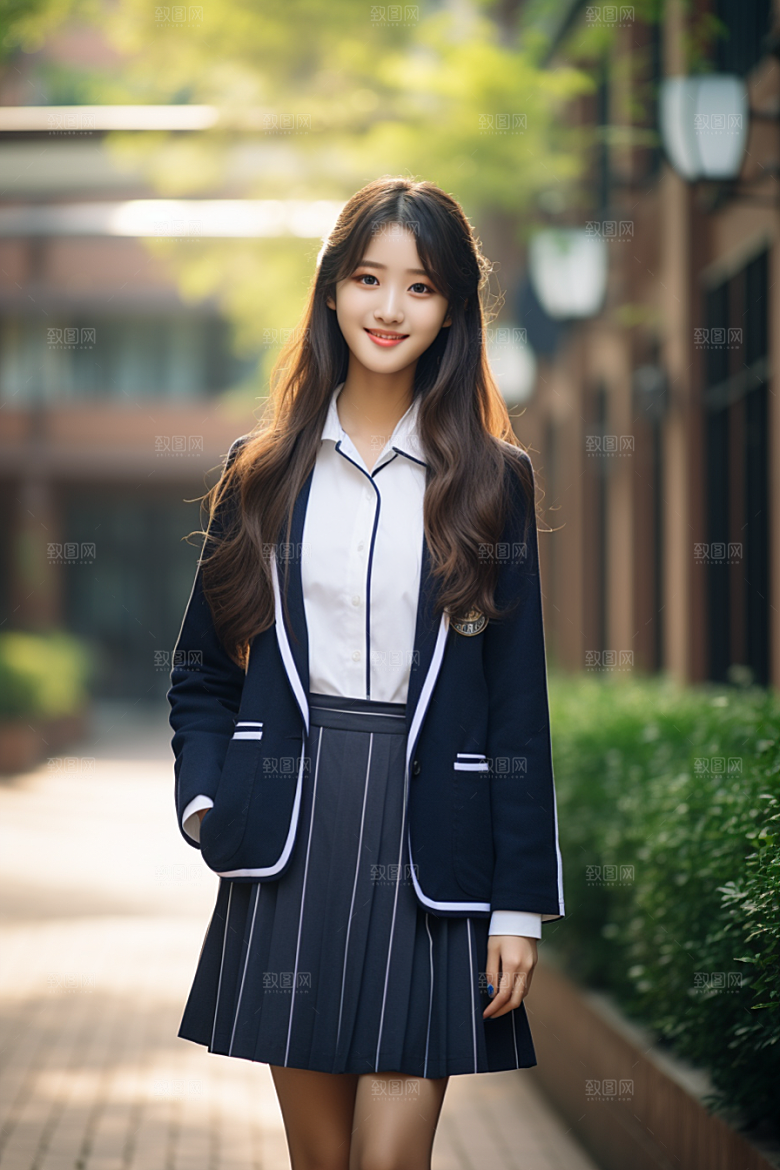 校服人物青少年肖像摄影图