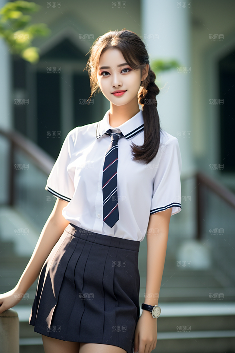 校服人物高清制服摄影图