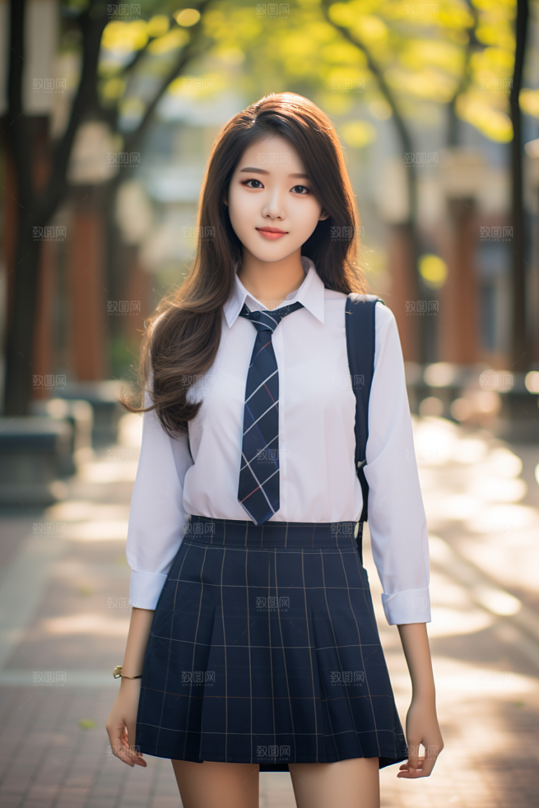 校服人物制服校园摄影图