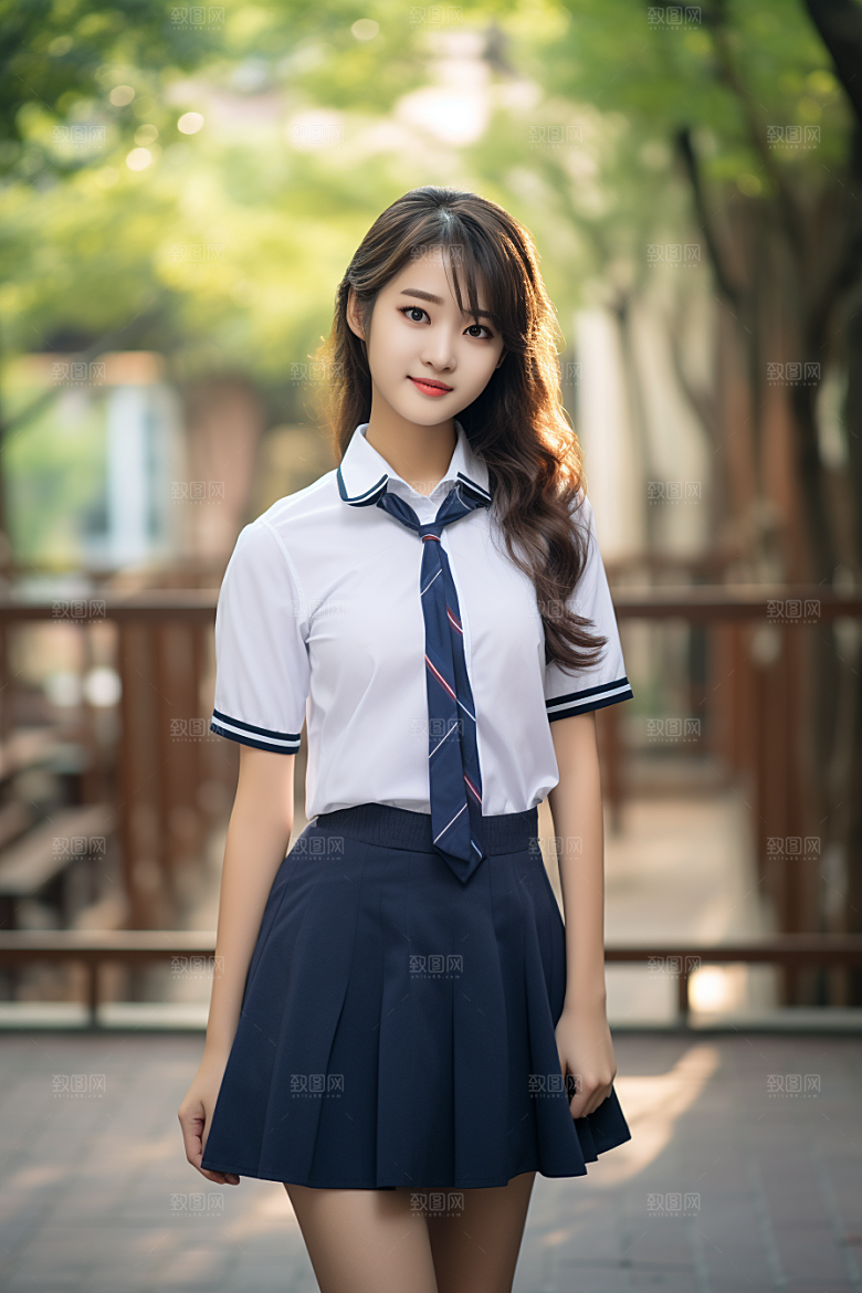 校服人物制服自然摄影图