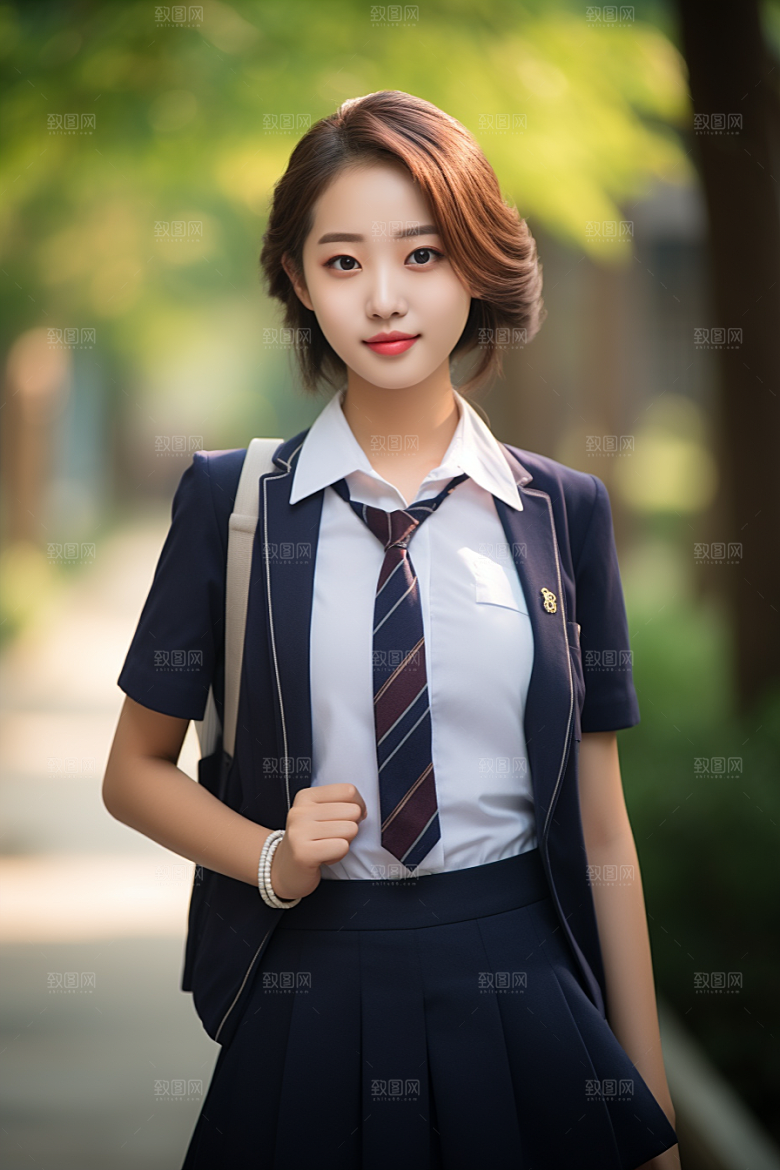 校服人物清新肖像摄影图