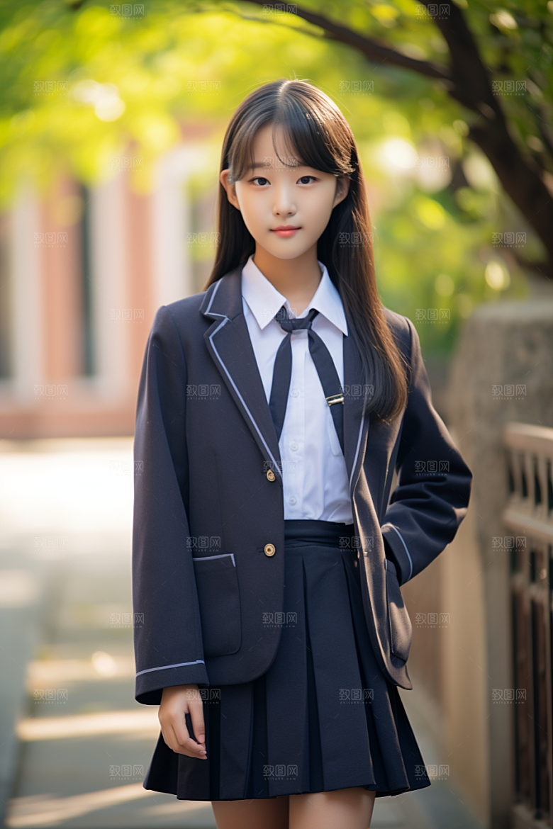 校服人物学生高中摄影图