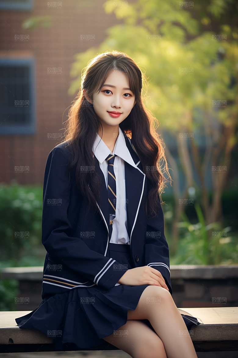 校服人物学生高中摄影图