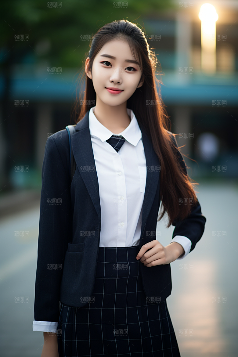校服人物肖像学校摄影图
