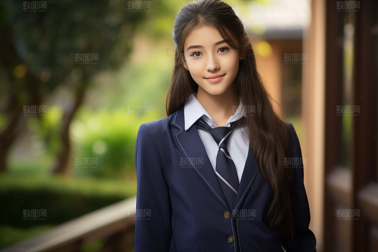 校服人物人像学校摄影图